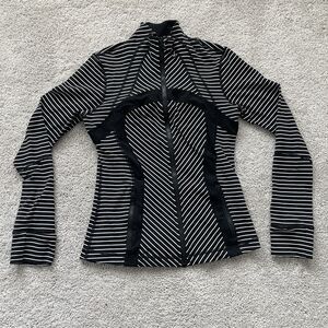 Lululemon Define Jacket Black White Stripe Women's Size 8 Zip Up Long Sleeve